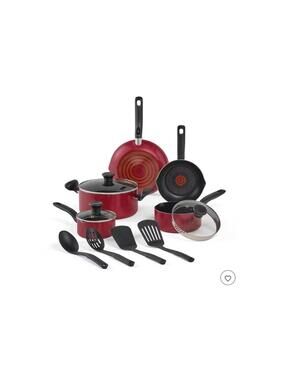 T-Fal 12pc Simply Cook Nonstick Cookware Set Red